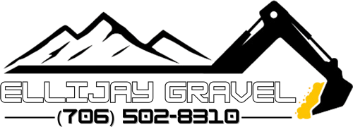 Ellijay Gravel company logo with mountains and excavator